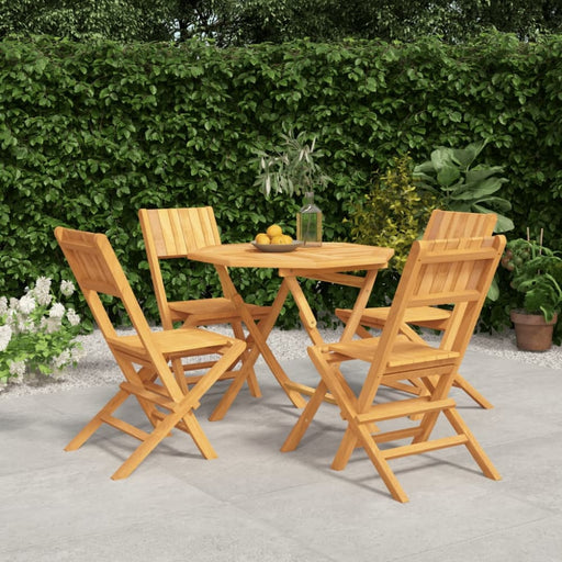 5 Piece Garden Dining Set Solid Wood Teak Toppbxk