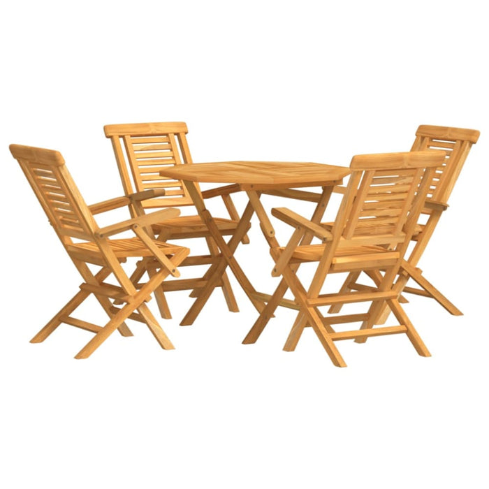 5 Piece Garden Dining Set Solid Wood Teak Toppbxl