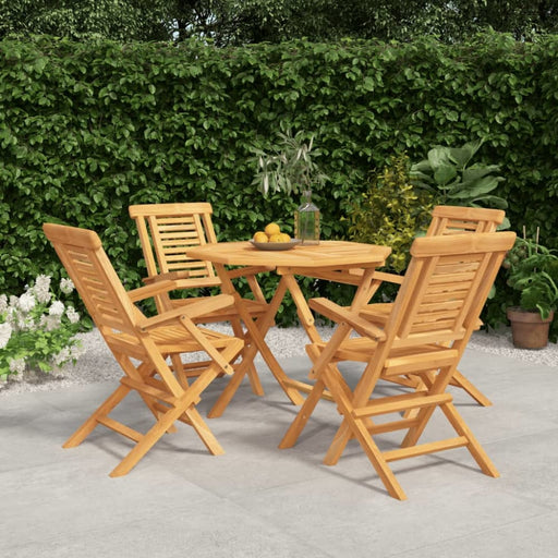 5 Piece Garden Dining Set Solid Wood Teak Toppbxl