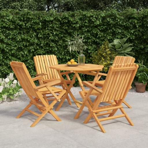 5 Piece Garden Dining Set Solid Wood Teak Toppbxn