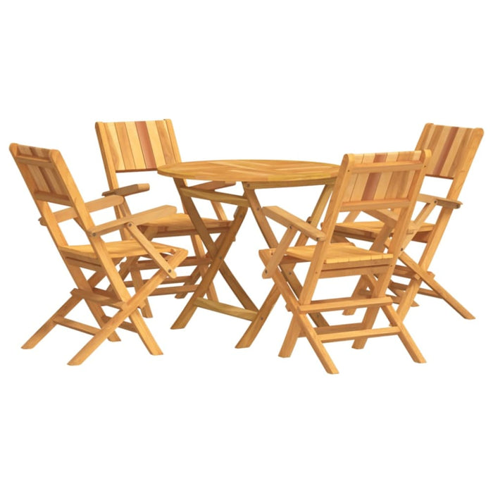 5 Piece Garden Dining Set Solid Wood Teak Toppbxo