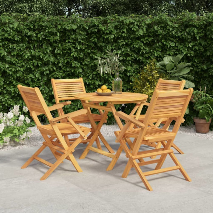 5 Piece Garden Dining Set Solid Wood Teak Toppbxt
