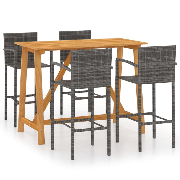 5 Piece Garden Bar Set Grey Tblikib