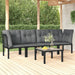 5 Piece Garden Lounge Set Black and Grey Poly Rattan Toniita