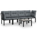 5 Piece Garden Lounge Set Black and Grey Poly Rattan Toniita