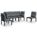 5 Piece Garden Lounge Set Black and Grey Poly Rattan Toniitl