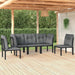 5 Piece Garden Lounge Set Black and Grey Poly Rattan Toniitl