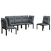 5 Piece Garden Lounge Set Black and Grey Poly Rattan Toniitl