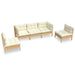 5 Piece Garden Lounge Set with Cream Cushions Solid