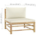 5 Piece Garden Lounge Set with Cream White Cushions Bamboo