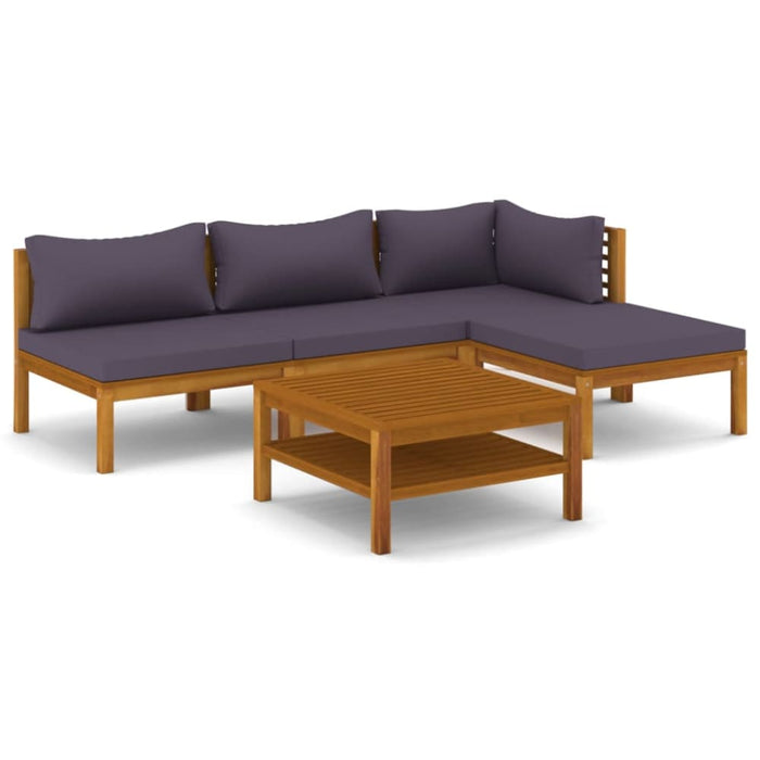 5 Piece Garden Lounge Set with Cushion Solid Acacia Wood