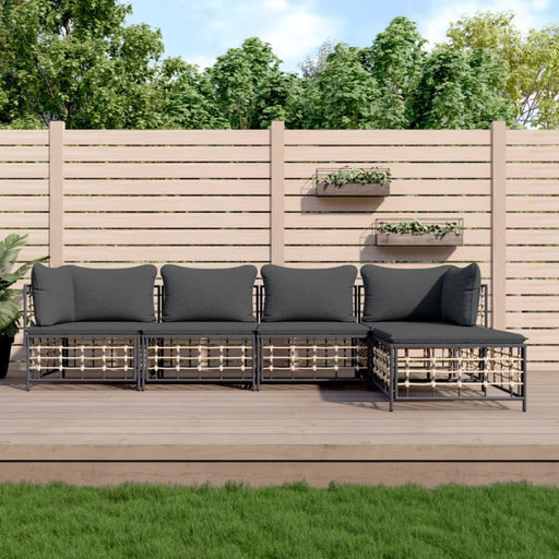 5 Piece Garden Lounge Set with Cushions Anthracite Poly
