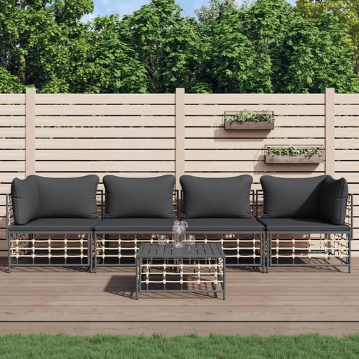 5 Piece Garden Lounge Set with Cushions Anthracite Poly
