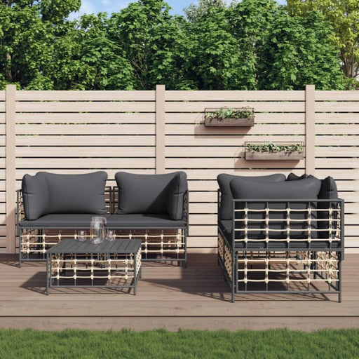 5 Piece Garden Lounge Set with Cushions Anthracite Poly
