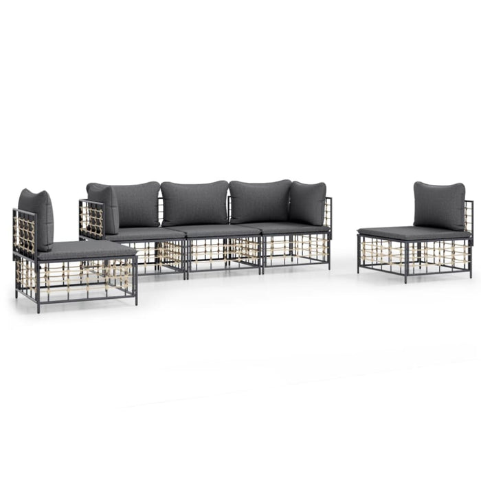 5 Piece Garden Lounge Set with Cushions Anthracite Poly