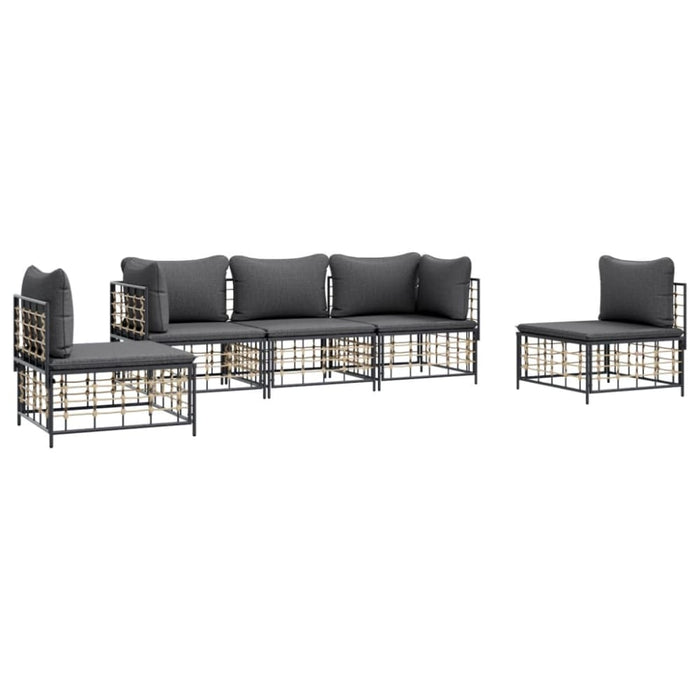 5 Piece Garden Lounge Set with Cushions Anthracite Poly