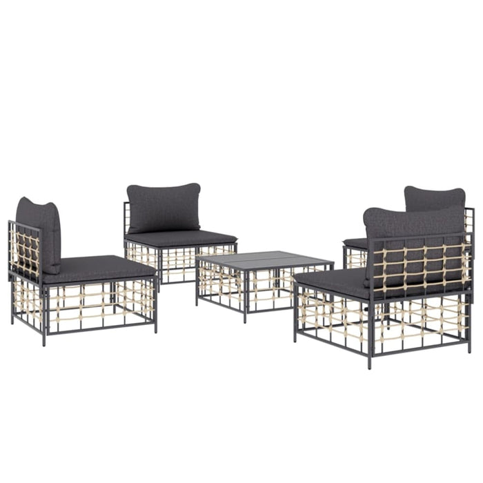 5 Piece Garden Lounge Set with Cushions Anthracite Poly