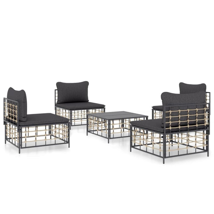 5 Piece Garden Lounge Set with Cushions Anthracite Poly