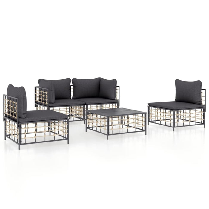 5 Piece Garden Lounge Set with Cushions Anthracite Poly