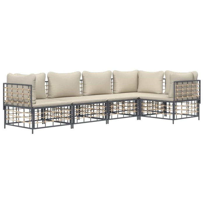 5 Piece Garden Lounge Set with Cushions Anthracite Poly