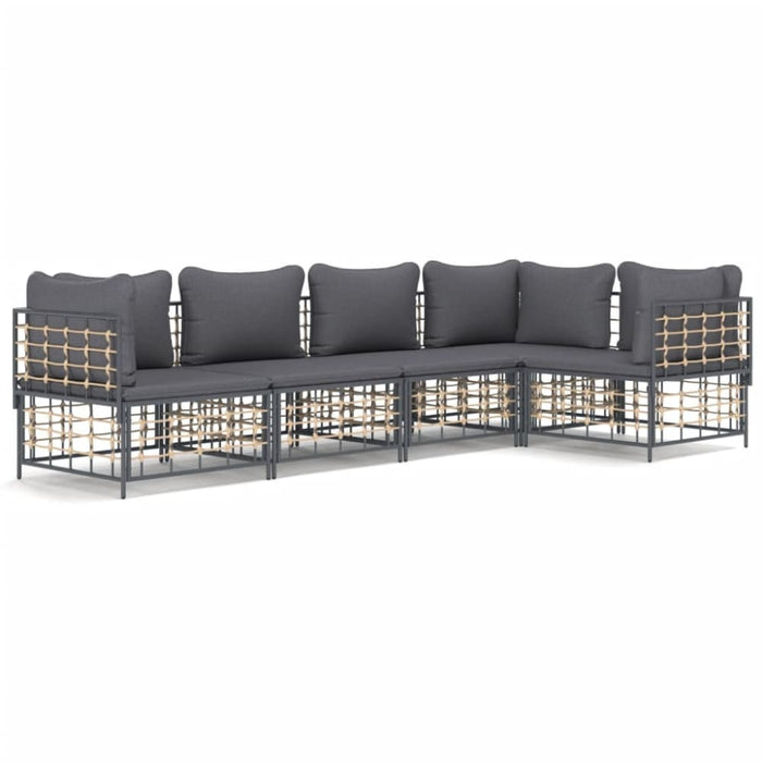 5 Piece Garden Lounge Set with Cushions Anthracite Poly