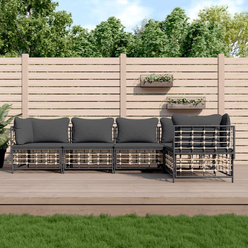 5 Piece Garden Lounge Set with Cushions Anthracite Poly