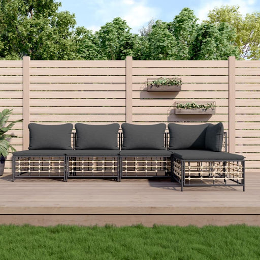 5 Piece Garden Lounge Set with Cushions Anthracite Poly