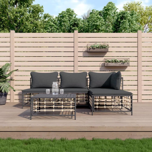5 Piece Garden Lounge Set with Cushions Anthracite Poly