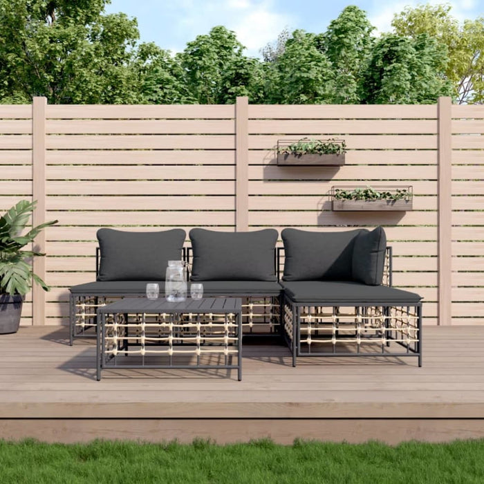 5 Piece Garden Lounge Set with Cushions Anthracite Poly