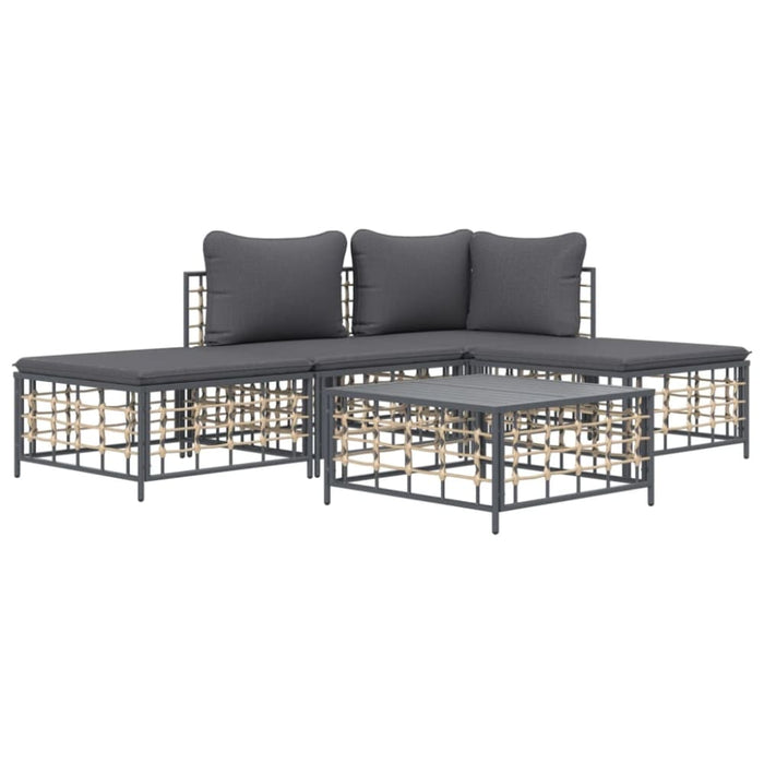 5 Piece Garden Lounge Set with Cushions Anthracite Poly