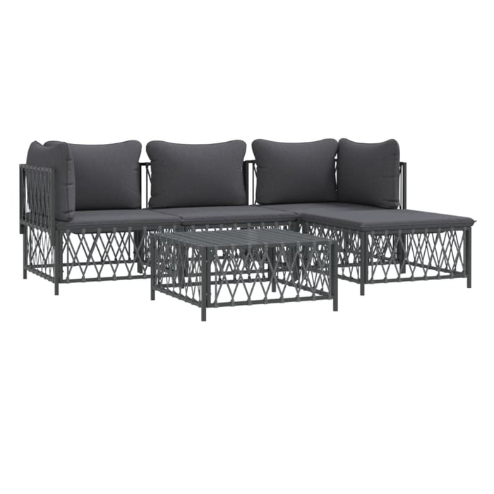 5 Piece Garden Lounge Set with Cushions Anthracite Steel