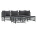 5 Piece Garden Lounge Set with Cushions Anthracite Steel