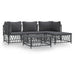 5 Piece Garden Lounge Set with Cushions Anthracite Steel