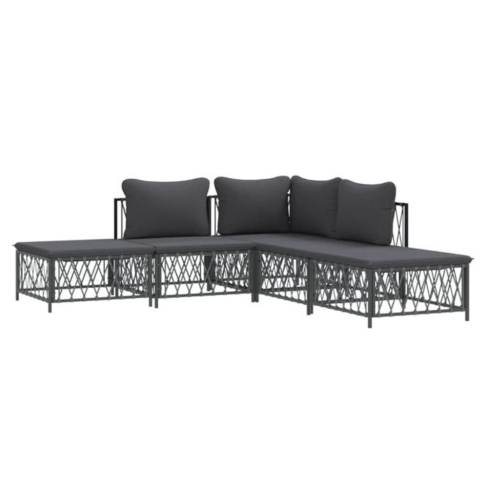 5 Piece Garden Lounge Set with Cushions Anthracite Steel