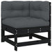5 Piece Garden Lounge Set with Cushions Black Solid Wood