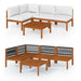 5 Piece Garden Lounge Set with Cushions Cream Solid Acacia