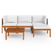 5 Piece Garden Lounge Set with Cushions Cream Solid Acacia