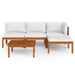 5 Piece Garden Lounge Set with Cushions Cream Solid Acacia