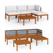 5 Piece Garden Lounge Set with Cushions Cream Solid Acacia
