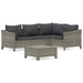 5 Piece Garden Lounge Set with Cushions Grey Poly Rattan