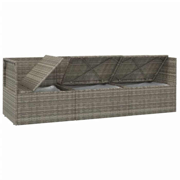 5 Piece Garden Lounge Set with Cushions Grey Poly Rattan