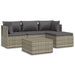 5 Piece Garden Lounge Set with Cushions Grey Poly Rattan