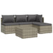 5 Piece Garden Lounge Set with Cushions Grey Poly Rattan