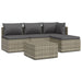 5 Piece Garden Lounge Set with Cushions Grey Poly Rattan