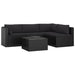 5 Piece Garden Lounge Set with Cushions Poly Rattan Black