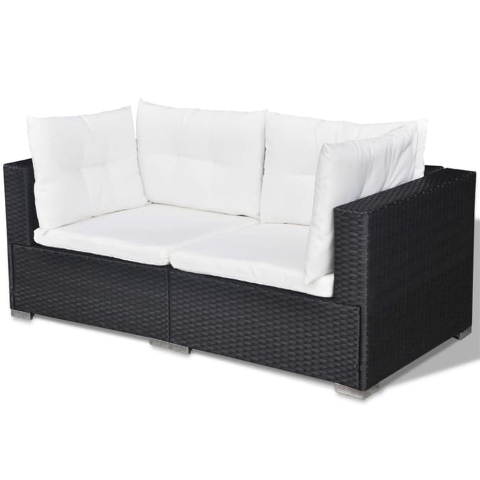 5 Piece Garden Lounge Set with Cushions Poly Rattan Black
