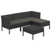 5 Piece Garden Lounge Set with Cushions Poly Rattan Black