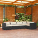 5 Piece Garden Lounge Set with Cushions Poly Rattan Black