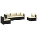 5 Piece Garden Lounge Set with Cushions Poly Rattan Black