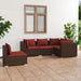 5 Piece Garden Lounge Set with Cushions Poly Rattan Brown